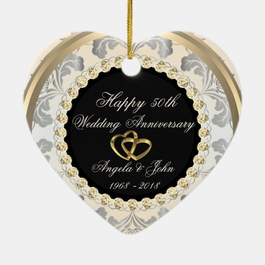 Diamonds 50th Wedding Jubileum Keramisch Ornament (Achterkant)