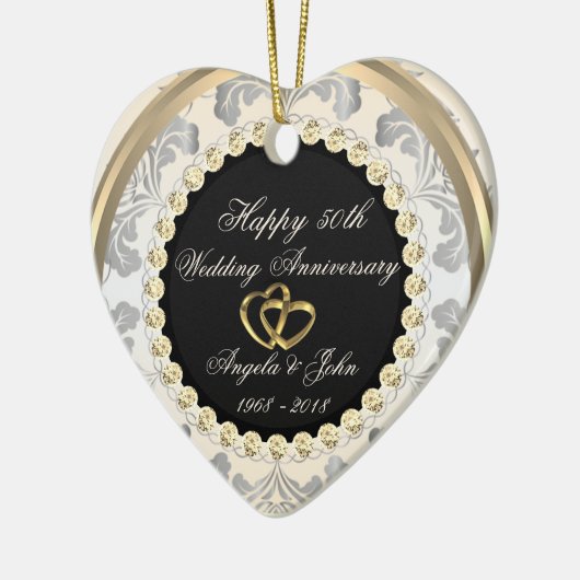 Diamonds 50th Wedding Jubileum Keramisch Ornament (Links)