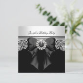 Diamonds Afbeelding Birthday Party Black White Kaart (Staand voorkant)