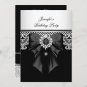 Diamonds Afbeelding Birthday Party Black White Kaart (Voorkant / Achterkant)