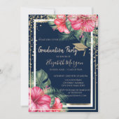 Diamonds Afstudeerder Pet Hibiscus Navy Blue Afstu Kaart (Voorkant)