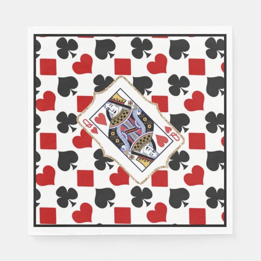 Diamonds and Hearts Queen Party Servet (Voorkant)