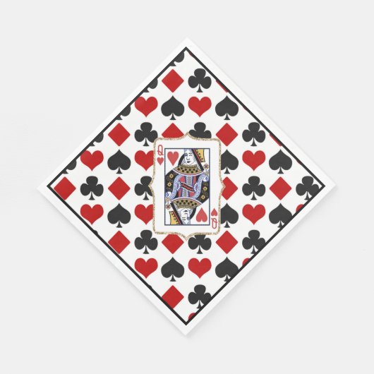 Diamonds and Hearts Queen Party Servet (Hoek)