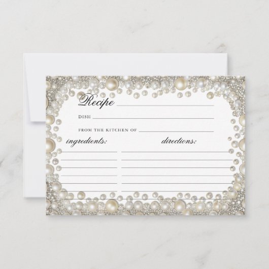 Diamonds and Pearls Vrijgezellenfeest Recept Kaart (Voorkant)