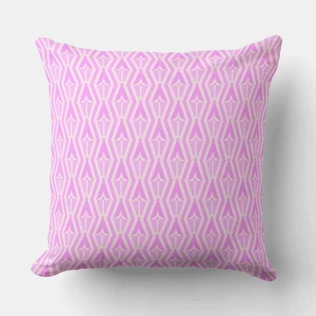 Diamonds & Arrows Roze en Witte Worp Kussen  (Voorkant)