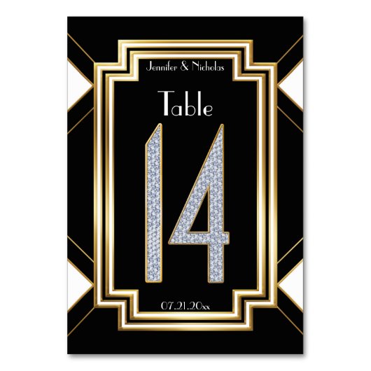 Diamonds Art Deco Trouwtafel nummer veertien Kaart (Voorkant)