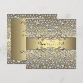 Diamonds Black and Gold All Occasion Party Kaart (Voorkant / Achterkant)