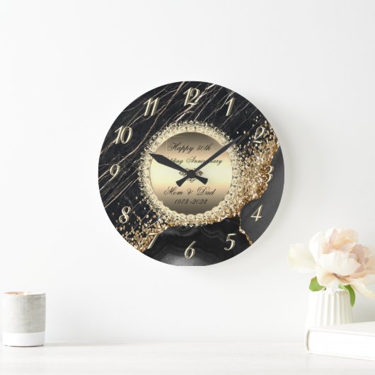Diamonds Black Marble 50 Wedding Jubileum Grote Klok (Huis)