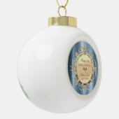 Diamonds Blue Metallic 50th Wedding Jubileum Keramische Bal Ornament (Links)