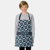 Diamonds Blue Sinaasappel Minimal Pattern Schort (Gedragen)