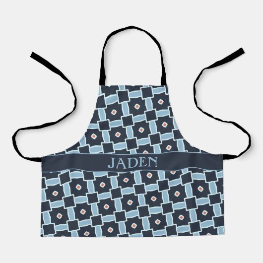 Diamonds Blue Sinaasappel Minimal Pattern Schort (Voorkant)