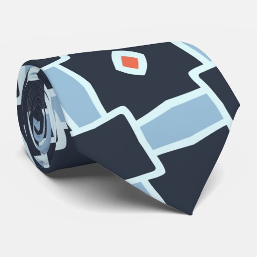 Diamonds Blue Sinaasappel Minimal Pattern Stropdas (Opgerold)