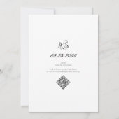 Diamonds Bow Script Zwart & Wit Huwelijk Kaart (Achterkant)