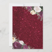 Diamonds Burgundy Flowers Red Glitter Afstuderen Kaart (Achterkant)