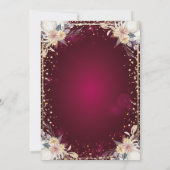 Diamonds Burgundy Pumpkin Floral Quinceañera Kaart (Achterkant)