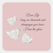 Diamonds & Champagne Quote – Dear Life Edition Vierkante Sticker (Voorkant)