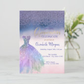 Diamonds, Chic Dress Ombre Quinceañera Party Kaart (Staand voorkant)