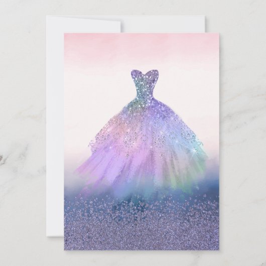 Diamonds, Chic Dress Ombre Quinceañera Party Kaart (Achterkant)