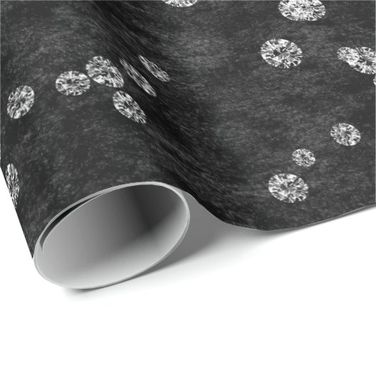Diamonds Confetti Black White Velvet Elegant Cadeaupapier (Rol Hoek)