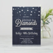 Diamonds denim partijuitnodiging kaart (Staand voorkant)