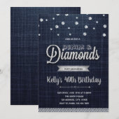 Diamonds denim partijuitnodiging kaart (Voorkant / Achterkant)