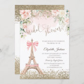 Diamonds Eiffel Tower Bow Flowers Bridal Shower Kaart (Voorkant / Achterkant)