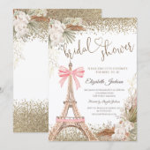  Diamonds Eiffel Tower Bow Flowers Bridal Shower  Kaart (Voorkant / Achterkant)