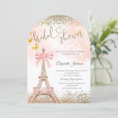  Diamonds Eiffel Tower Butterfly Bridal Shower  Kaart (Staand voorkant)