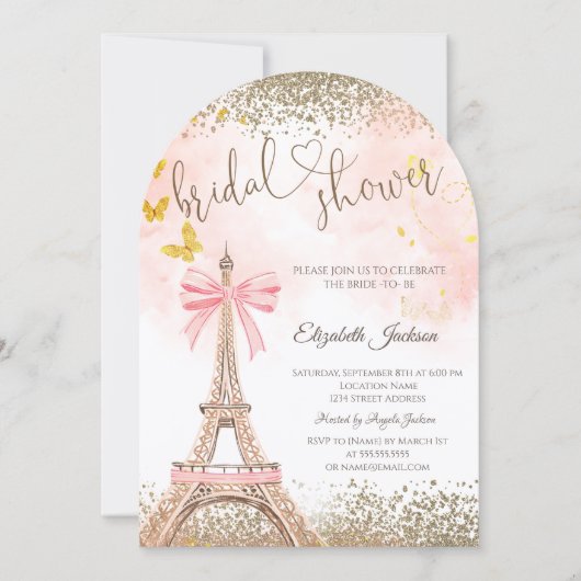  Diamonds Eiffel Tower Butterfly Bridal Shower  Kaart (Voorkant)