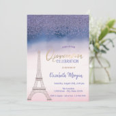 Diamonds, Eiffel Tower Ombre Quinceanera Kaart (Staand voorkant)