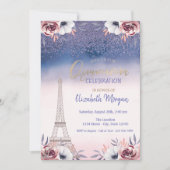Diamonds, Eiffel Tower Ombre Rozen Quinceanera Kaart (Voorkant)