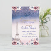Diamonds, Eiffel Tower Ombre Rozen Quinceanera Kaart (Staand voorkant)