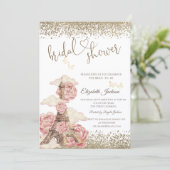  Diamonds Eiffel Tower Peonies Butterfly  Kaart (Staand voorkant)