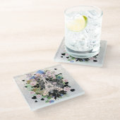 Diamonds Eiffeltoren Bloemen Glazen Onderzetter (Schuin)