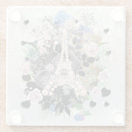 Diamonds Eiffeltoren Bloemen Glazen Onderzetter (Achterkant)