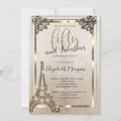 Diamonds Eiffeltoren, Border 50th Birthday Party Kaart (Voorkant)