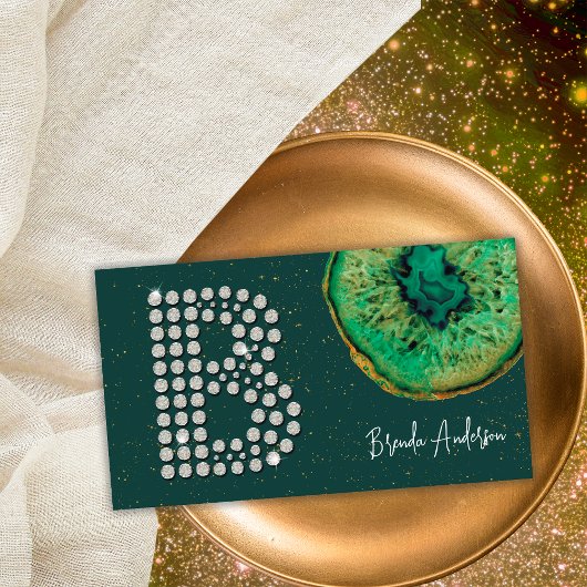 Diamonds Emerald Agaat Initiaal B Letter Monogram Visitekaartje