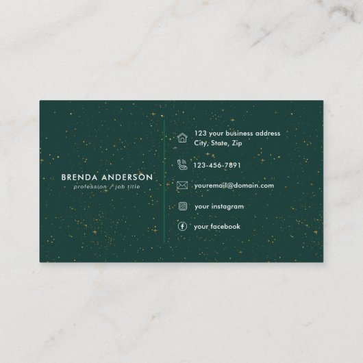 Diamonds Emerald Agaat Initiaal B Letter Monogram Visitekaartje (Achterkant)