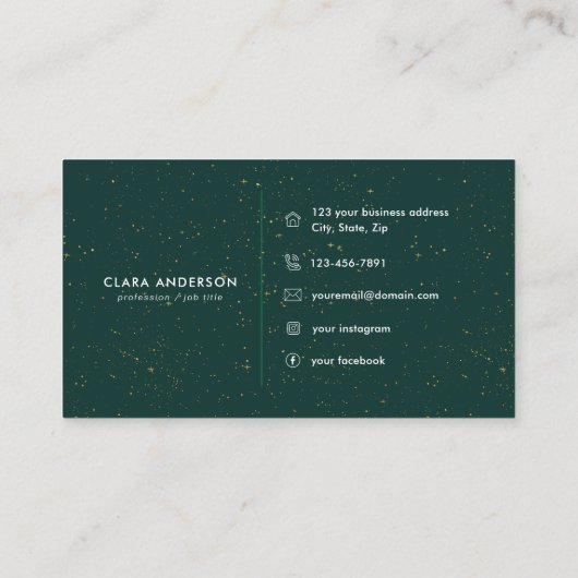 Diamonds Emerald Agaat Initiaal C Letter Monogram Visitekaartje (Achterkant)