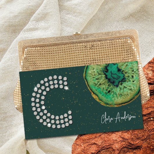 Diamonds Emerald Agaat Initiaal C Letter Monogram Visitekaartje