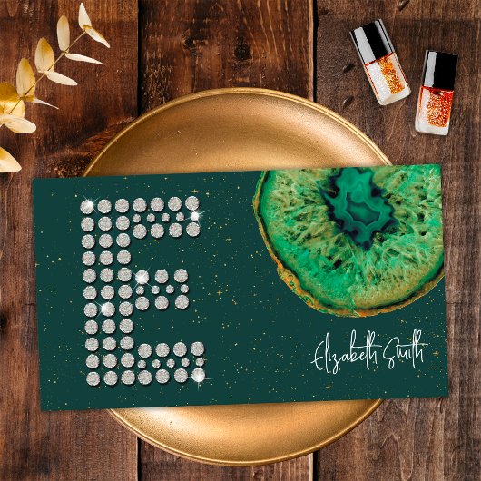 Diamonds Emerald Agaat Initiaal E Letter Monogram Visitekaartje