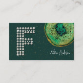 Diamonds Emerald Agaat Initiaal F Letter Monogram Visitekaartje (Voorkant)