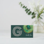 Diamonds Emerald Agaat Initiaal G Letter Monogram Visitekaartje (Staand voorkant)