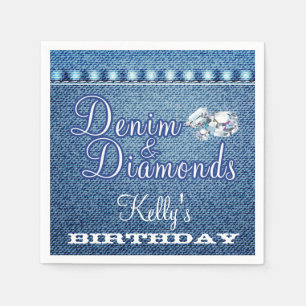 Diamonds en Denim Party, Custom Napkins Servet