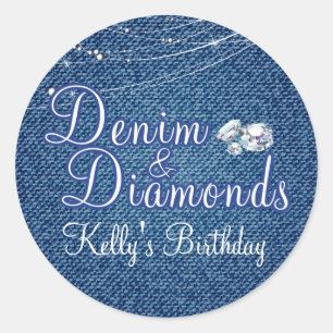 Diamonds en Denim Party Stickers