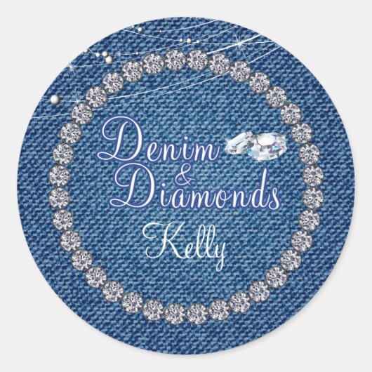 Diamonds en Denim Party Stickers (Voorkant)
