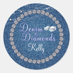 Diamonds en Denim Party Stickers