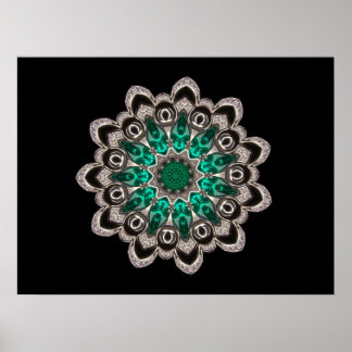 Diamonds en Emeralds Kaleidoscoop Poster