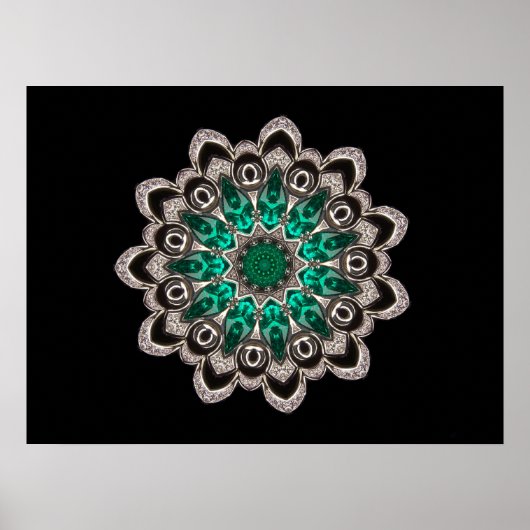 Diamonds en Emeralds Kaleidoscoop Poster (Voorkant)