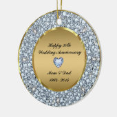 Diamonds en Gold 50th Wedding Jubileum Keramisch Ornament (Links)